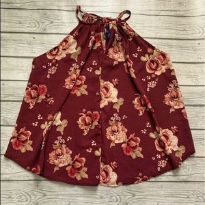 Francesca’s purple pink floral dressy top-medium